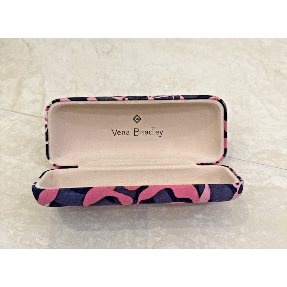Vera Bradley Clamshell Eyeglasses Case Katalina Pik Abstract Floral Pink Navy